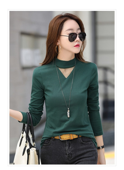 Bluză de damă modernă cu mâneci lungi și guler polo