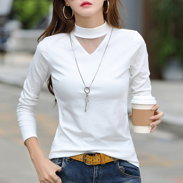 Bluză de damă modernă cu mâneci lungi și guler polo