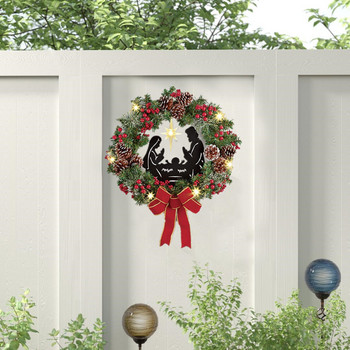 Коледни гирлянди Венец Свещени коледни гирлянди Висящи Орнаменти за стена на входната врата Новогодишна украса за дома Коледен декор