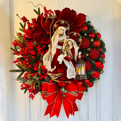 Коледни гирлянди Венец Свещени коледни гирлянди Висящи Орнаменти за стена на входната врата Новогодишна украса за дома Коледен декор