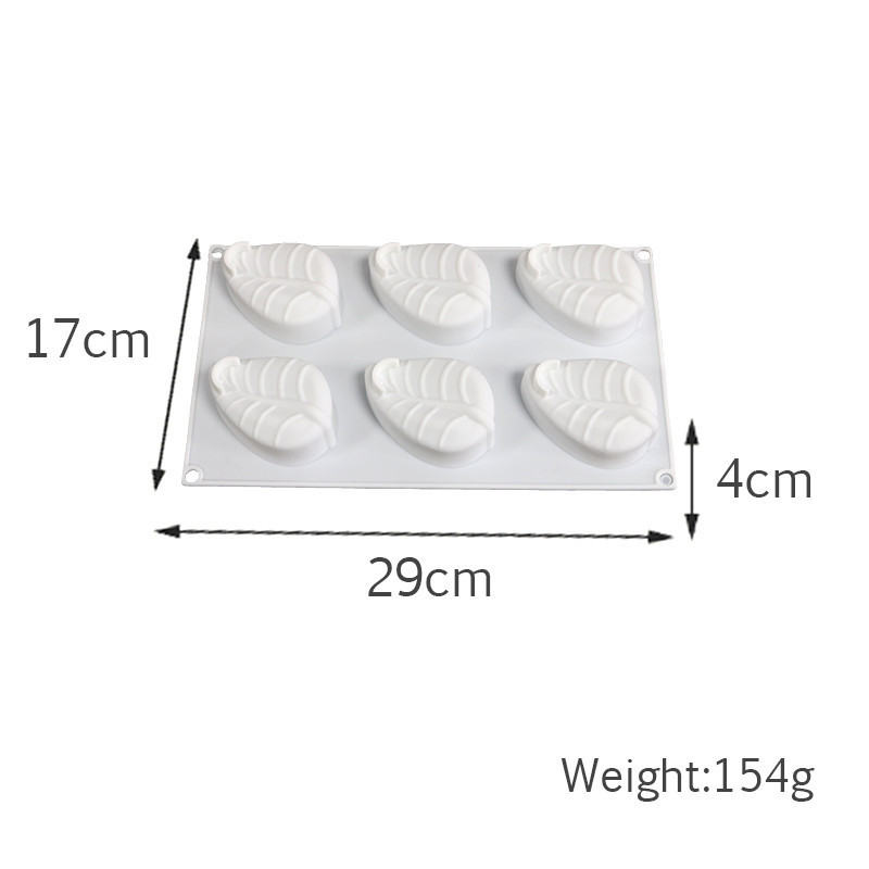 Silikonski kalup za sapun u obliku listova sa 6 šupljina. DIY ručno rađeni kalupi za izradu svijeća od sapuna. Kalup za pečenje pjene za kolače. Posuda za pečenje čokoladnih biskvita.