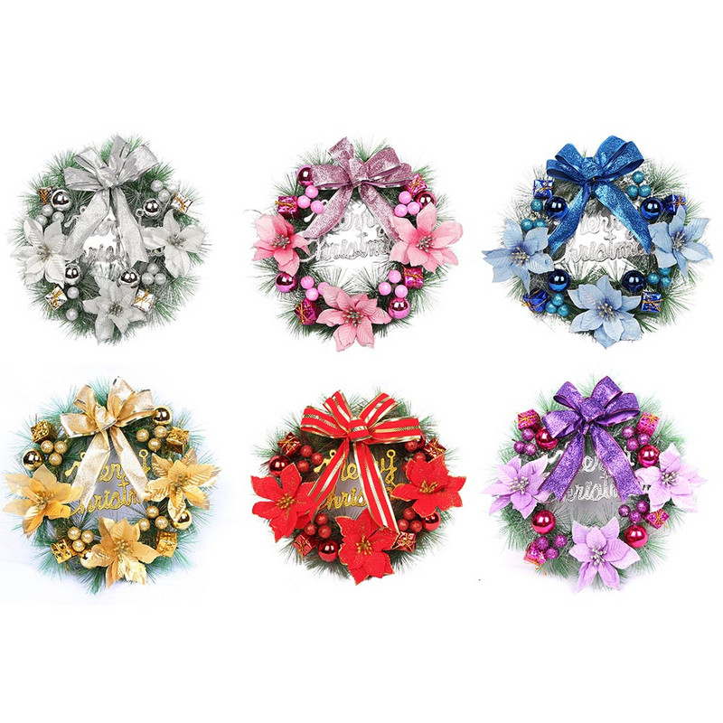 30 см Коледни гирлянди Висулки Коледен венец Висящи орнаменти на предната врата Весела Коледа Декор за дома 2023 Честита Нова Година