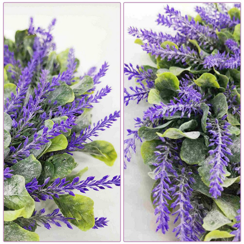 Nouă coroană de lavandă, frunze verzi artificiale, pandantive pentru casă, ornamente agățate pentru decorarea petrecerii de nuntă pentru ușa din față