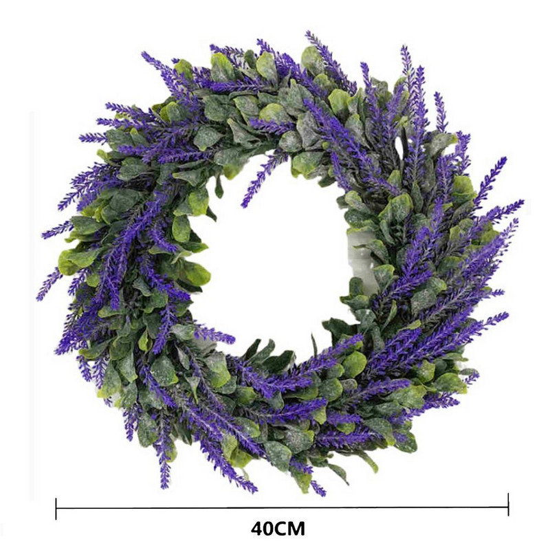 Nouă coroană de lavandă, frunze verzi artificiale, pandantive pentru casă, ornamente agățate pentru decorarea petrecerii de nuntă pentru ușa din față