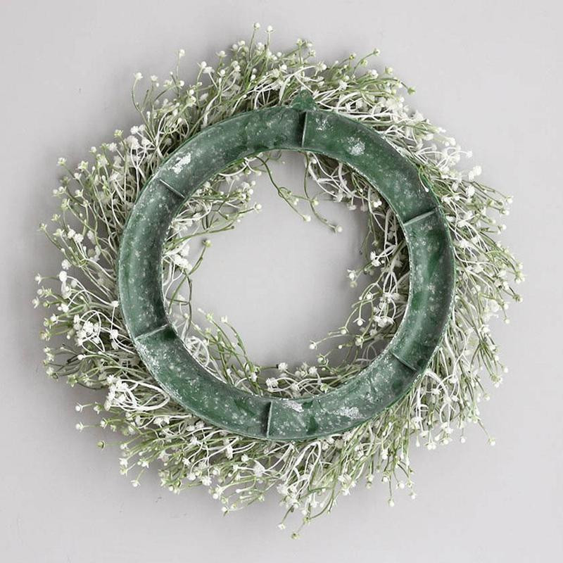 Βάση τεχνητού στεφάνου στεφάνι Gypsophila Flower Farmhouse Φυτά γιρλάντα Κρεμάστρα μπροστινής πόρτας για διακόσμηση σπιτιού γάμου