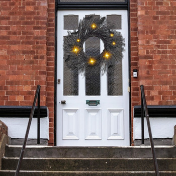 Αποκριάτικο στεφάνι για μπροστινή πόρτα Φωτιζόμενη χριστουγεννιάτικη γιρλάντα Μαύρη νυχτερίδα στεφάνι από μπαστούνι Διακοσμήσεις για το σπίτι για πάρτι