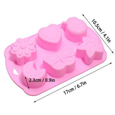 Kukci sa 6 rupa DIY silikonski kalup za sapun za čokoladni biskvit Kalup za kolače od fondanta Kuhinjski alati za pečenje Ručno rađeni kalupi za pladanj za led od žele sapuna