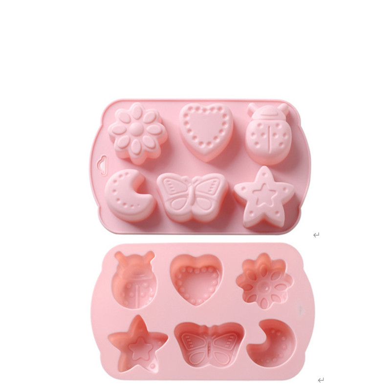 Kukci sa 6 rupa DIY silikonski kalup za sapun za čokoladni biskvit Kalup za kolače od fondanta Kuhinjski alati za pečenje Ručno rađeni kalupi za pladanj za led od žele sapuna