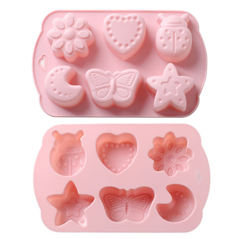 Kukci sa 6 rupa DIY silikonski kalup za sapun za čokoladni biskvit Kalup za kolače od fondanta Kuhinjski alati za pečenje Ručno rađeni kalupi za pladanj za led od žele sapuna