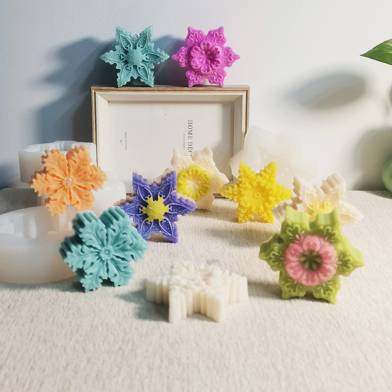 Lumânare fulg de zăpadă de Crăciun Mucegai din silicon Pom de Crăciun Ceară de soia Parfumată Tencuială Săpun Naștere Nuntă Artizanat pentru acasă Decor ciocolată