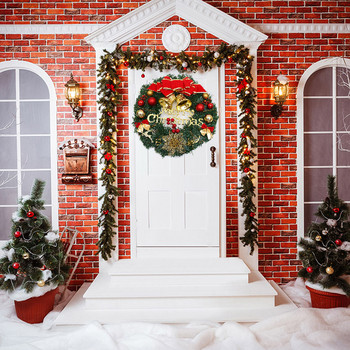 30CM Коледен венец за предна врата Изкуствен висящ коледен венец Домашен прозорец Вътрешен външен Коледна украса Гирлянд