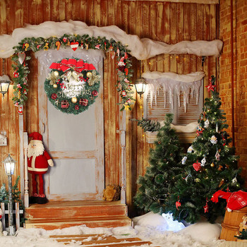 30CM Коледен венец за предна врата Изкуствен висящ коледен венец Домашен прозорец Вътрешен външен Коледна украса Гирлянд