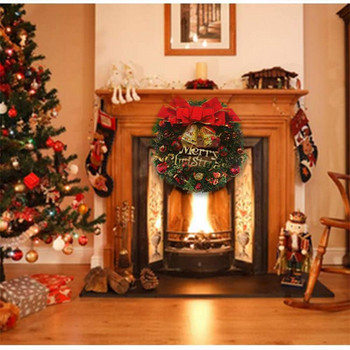 Χριστουγεννιάτικο στεφάνι 30cm για μπροστινή πόρτα Τεχνητό κρεμαστό Χριστουγεννιάτικο στεφάνι σπιτιού Παράθυρο εσωτερικού χώρου Χριστουγεννιάτικη διακόσμηση Γιρλάντα