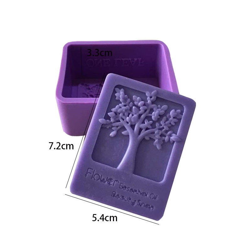 1 bucă matriță ovală din silicon dreptunghiulară în formă de copac pentru săpun pătrată pentru artă și meșteșuguri, ciocolată, prăjitură, instrumente de fabricare a săpunului