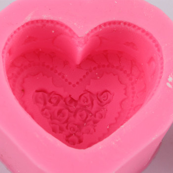 3D Love Heart Rose Flower Силиконова форма за сапун Фондан Шоколадова торта Декоративна форма Свещ Глинени занаяти Форми Сапунена форма Основен инструмент