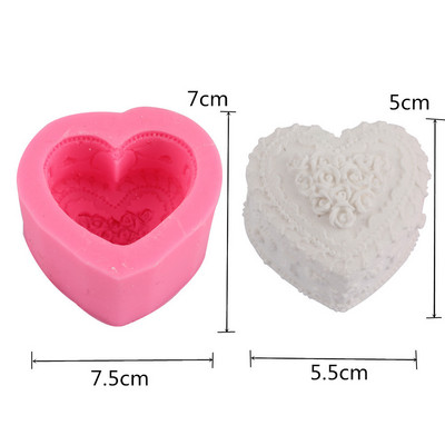 3D Love Heart Rose Flower Silicon Sapun Mold Fondant Ciocolata Decorat Torturi Mucegai Lumanare Argila Artizanat Matrite Sapun Forma Instrument de baza
