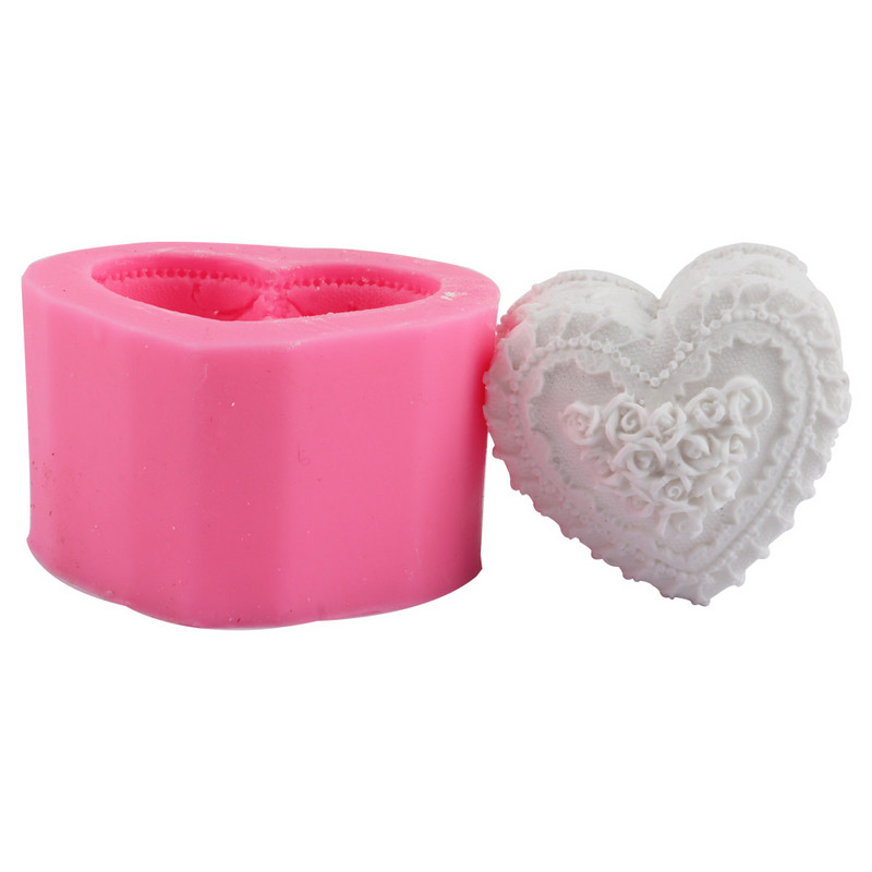 3D Love Heart Rose Flower Silicon Sapun Mold Fondant Ciocolata Decorat Torturi Mucegai Lumanare Argila Artizanat Matrite Sapun Forma Instrument de baza