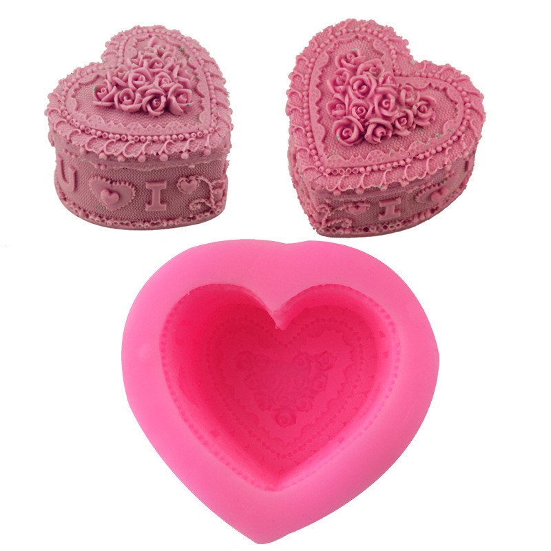 3D Love Heart Rose Flower Silicon Sapun Mold Fondant Ciocolata Decorat Torturi Mucegai Lumanare Argila Artizanat Matrite Sapun Forma Instrument de baza