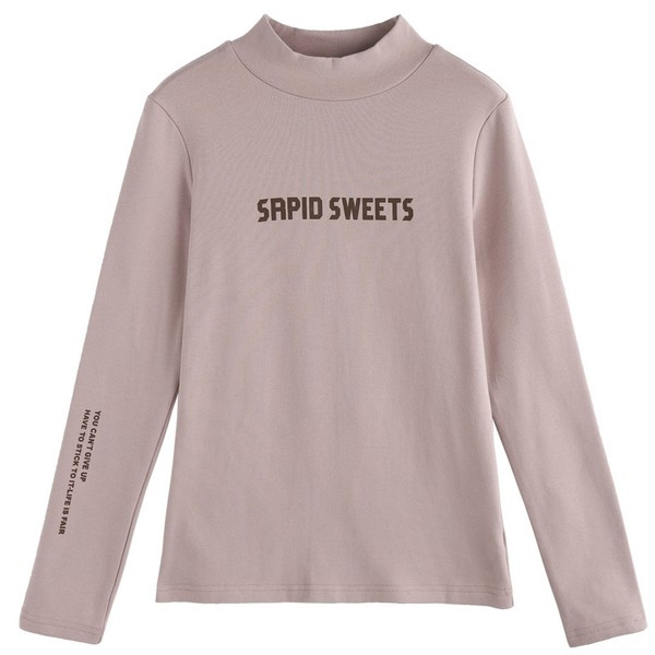 Bluză de damă cu guler polo înalt și inscripție