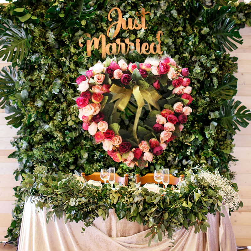 Valentīna vainags priekšdurvīm sirds formas mākslīgā rožu ziedu vītnes zīda viltus peonijas kāzu sienas piekarināmais dekors