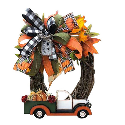 1 buc coroană de hortensie Fermă, rustică, de Ziua Recunoștinței, ghirlande artificiale sezoniere, decor agățat pentru grădină.