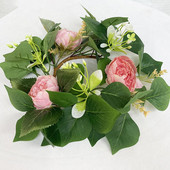 Κερί δαχτυλίδι Τεχνητό λουλούδι Πρασινάδα Στεφάνι Μίνι Κερί Στεφάνια για Πυλώνες Τραπέζι Γάμου Φάρμας Διακόσμηση σπιτιού