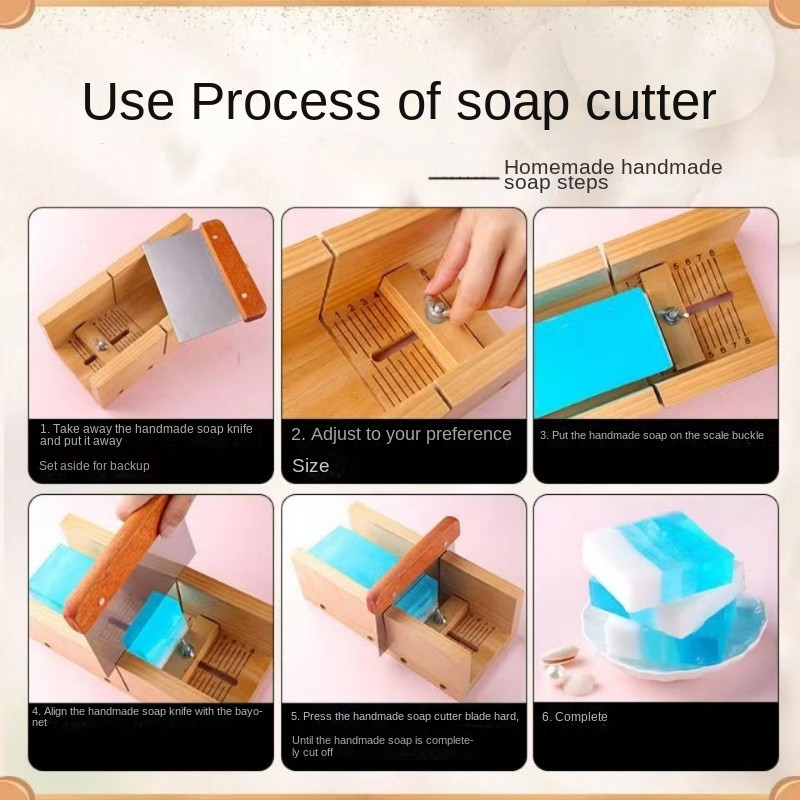 Muilo pjaustyklė muilo gaminimo rinkiniams, nerūdijančio plieno su medine rankena, pjūklo pjovimo peiliu „pasidaryk pats“ rankų darbo muilo įrankiai muilo pjaustyklė