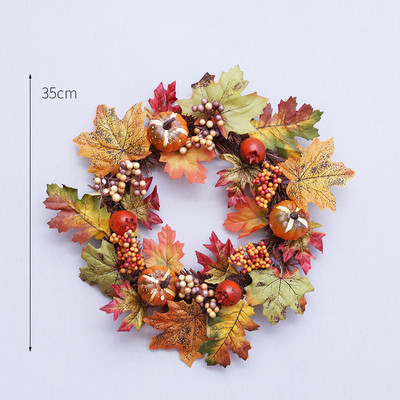 Jesenski vijenac za vrata 2022. Dekoracija za noć vještica od božura i bundeve Javor Umjetni vijenac od tkanine od ratana Jesensko uređenje doma