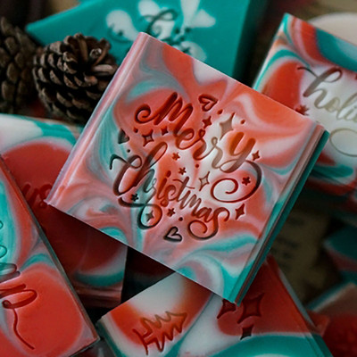 Crăciun fericit Sărbători fericite Scrisoare engleză ștampile pentru săpun acrilic Seturi de consumabile pentru fabricarea de săpun lucrat manual
