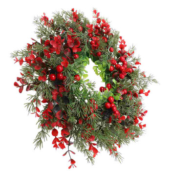 Πόρτα στεφάνι Χριστουγεννιάτικη γιρλάντα μούρο κόκκινο χειμωνιάτικο μπροστινό τεχνητό κλωνάρι Χριστουγεννιάτικο δέντρο σκάλας κρεμάστρα μανδύας τζάκι διακοπών