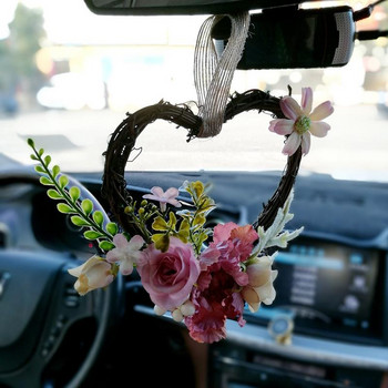 Τεχνητά στεφάνια Μεταξωτά λουλούδια σε σχήμα καρδιάς κρεμαστό παράθυρο μπροστινής πόρτας Διακόσμηση προσομοίωσης γιρλάντα για διακόσμηση γάμου