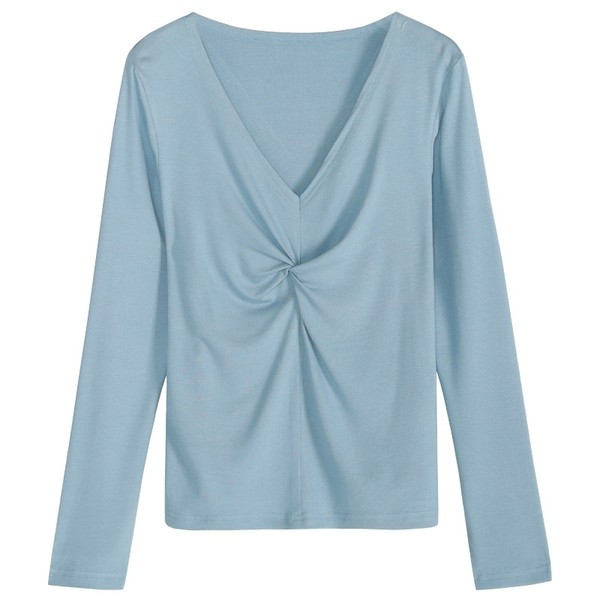 Bluza de dama de zi cu zi cu decolteu ascutit - mai multe culori