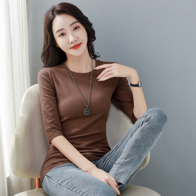 Bluză casual de damă cu gât rotund