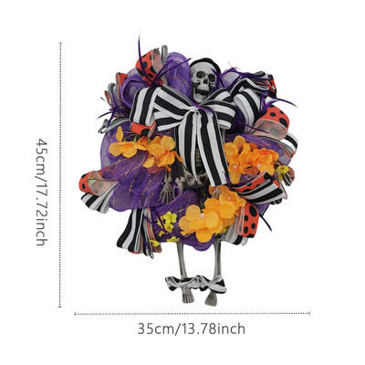 Coroană de Halloween agățată ușă înfricoșătoare ghirlandă înfricoșătoare design schelet pandantiv decorativ DIY decor de petrecere pentru casă ferestre în aer liber