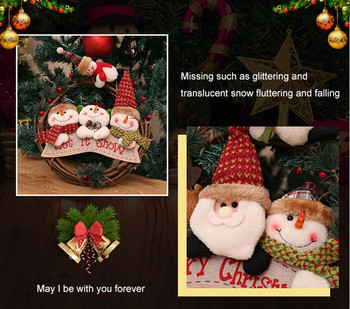 Коледа Ратанов висящ венец снежен човек кукла елен с растения и червени плодове Весела Коледа let it snow флаг декорация на домашна градина