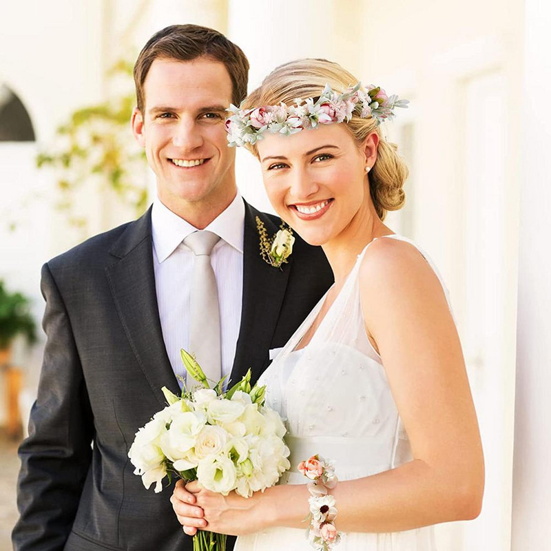 Vintage τεχνητό στεφάνι Boho προσομοίωση λουλουδιών λουλουδιών λουλουδιών κορώνα γάμου