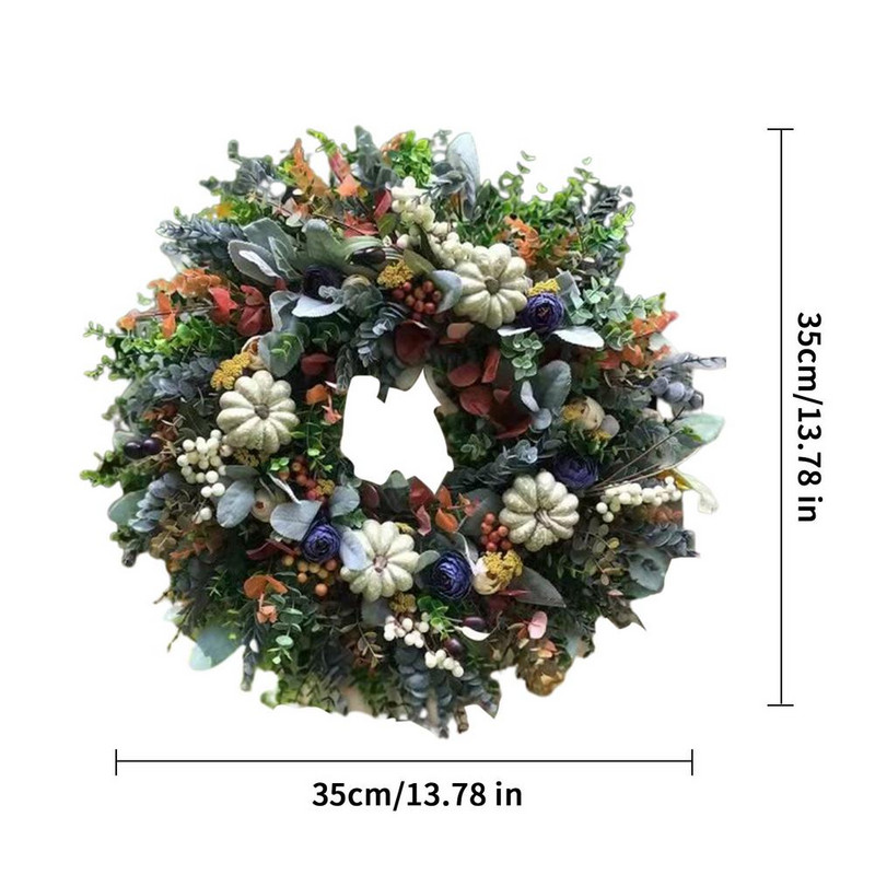 Valge kõrvitsa pärg Retro esiukse tänupüha sügispärg Kunstlilled Sügis Halloweeni kaunistus talumajade pärjad