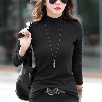 Bluză de damă într-o singură culoare cu guler polo - mai multe culori