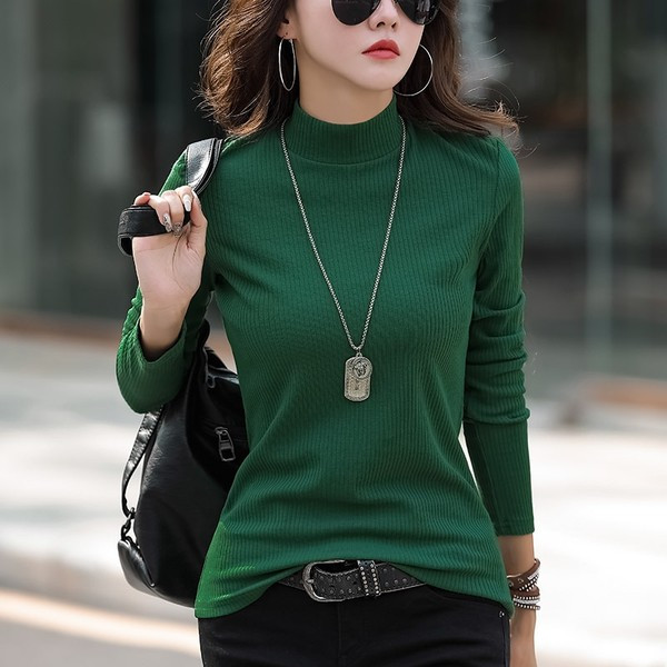 Bluză de damă într-o singură culoare cu guler polo - mai multe culori