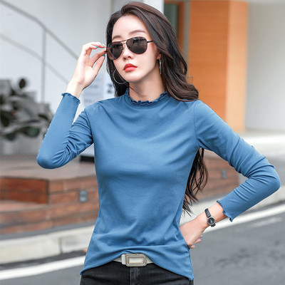 Modna jednobojna bluza dugih rukava za žene