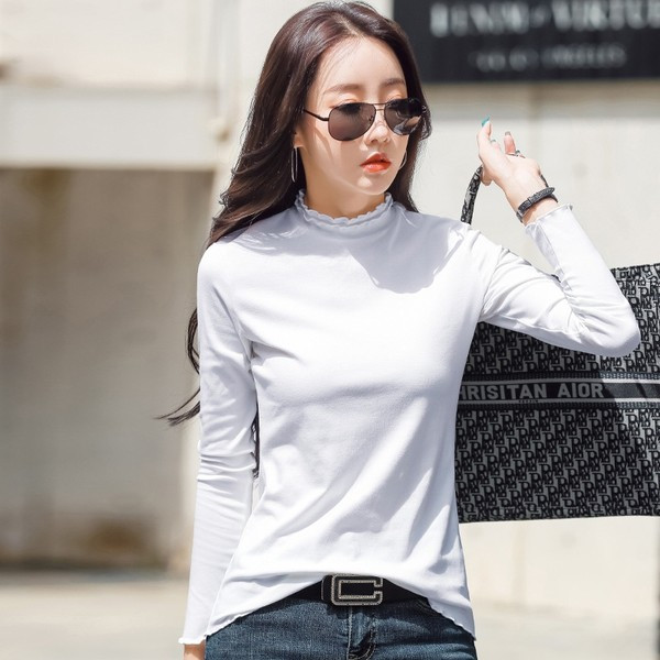 Modna jednobojna bluza dugih rukava za žene