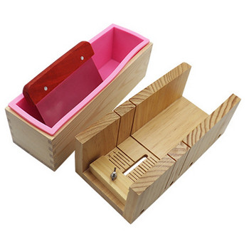 Форма за приготвяне на сапун с вълни от неръждаема стомана и права резачка, комплект форми за сапун за хляб се доставя с дървена кутия
