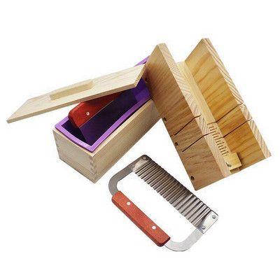 Soap Making Mold With Stainless Steel Wave And Straight Slicer, Bread Soap Mold Set Comes With Wooden Box