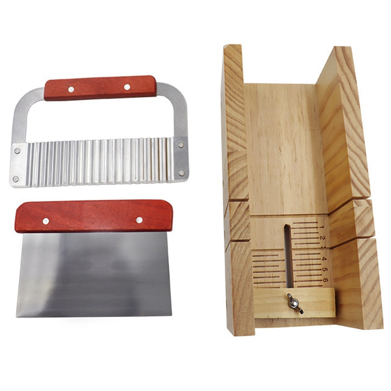 Muilo formavimo forma su nerūdijančio plieno bangele ir tiesia pjaustykle, duonos muilo formų rinkinys yra su medine dėžute