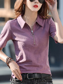 Ženska bluza s kratkim rukavima i patentnim zatvaračem