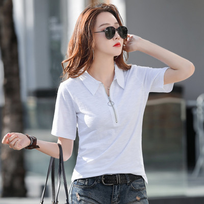 Ženska bluza s kratkim rukavima i patentnim zatvaračem