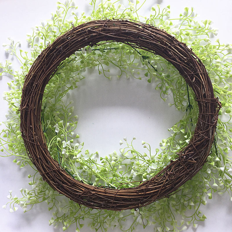 Coroană de frunze artificiale 18 inch Coroană de bază de crenguțe de viță de vie Coroană de decorare pentru sezonul de primăvară Coroana de ușă