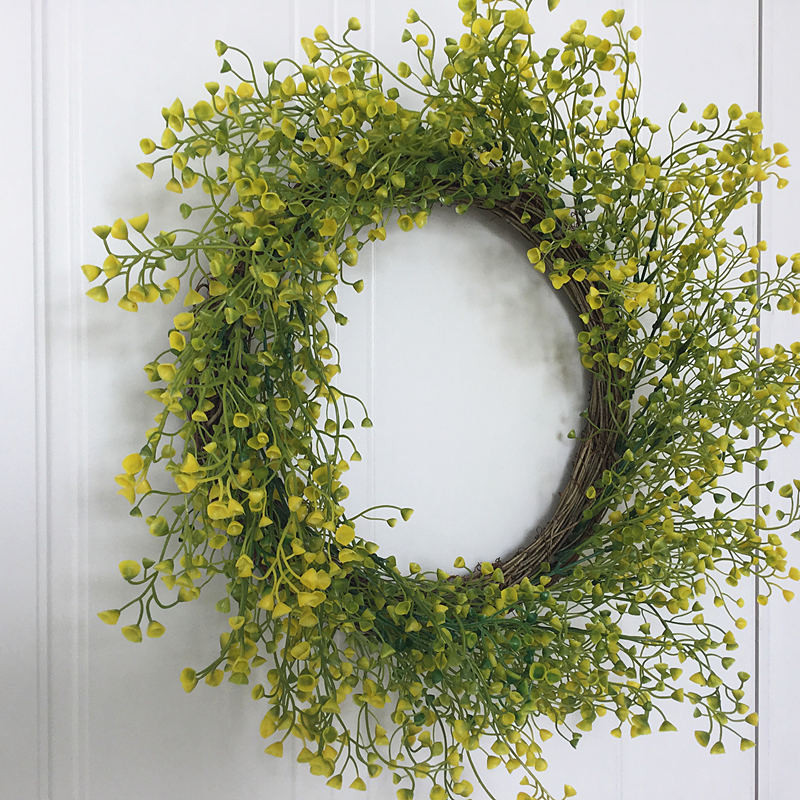 Coroană de frunze artificiale 18 inch Coroană de bază de crenguțe de viță de vie Coroană de decorare pentru sezonul de primăvară Coroana de ușă