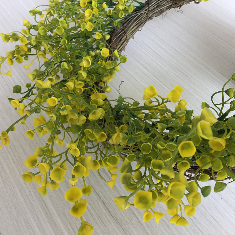 Coroană de frunze artificiale 18 inch Coroană de bază de crenguțe de viță de vie Coroană de decorare pentru sezonul de primăvară Coroana de ușă