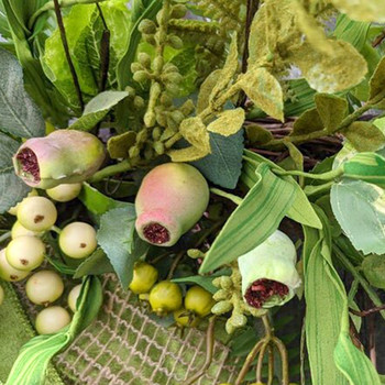 Φάκελος Mung Bean φθινοπωρινό στεφάνι λουλουδιών κορώνα για την πόρτα Στολίστε πράσινο λοβό φυτό στεφάνι Φθινοπωρινά στεφάνια Διακόσμηση εξωτερικού κήπου